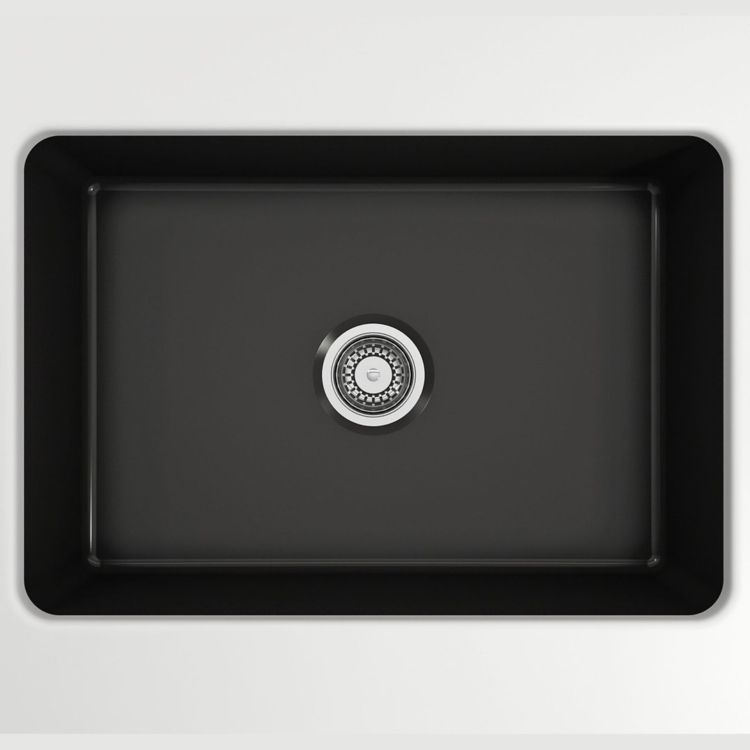 Turner Hastings Cuisine 68x48 Inset / Undermount Fireclay Sink Matte Black with Overflow CU68FS-MB-OF