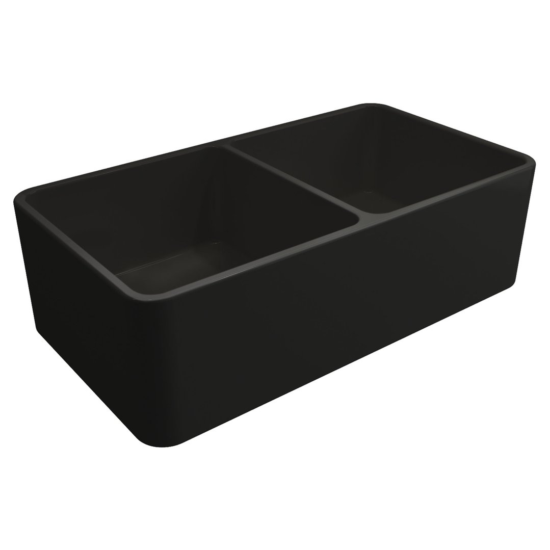 Turner Hastings Novi 85x46 Double Bowl Fireclay Butler Sink - Matte Black NO85FS-MB