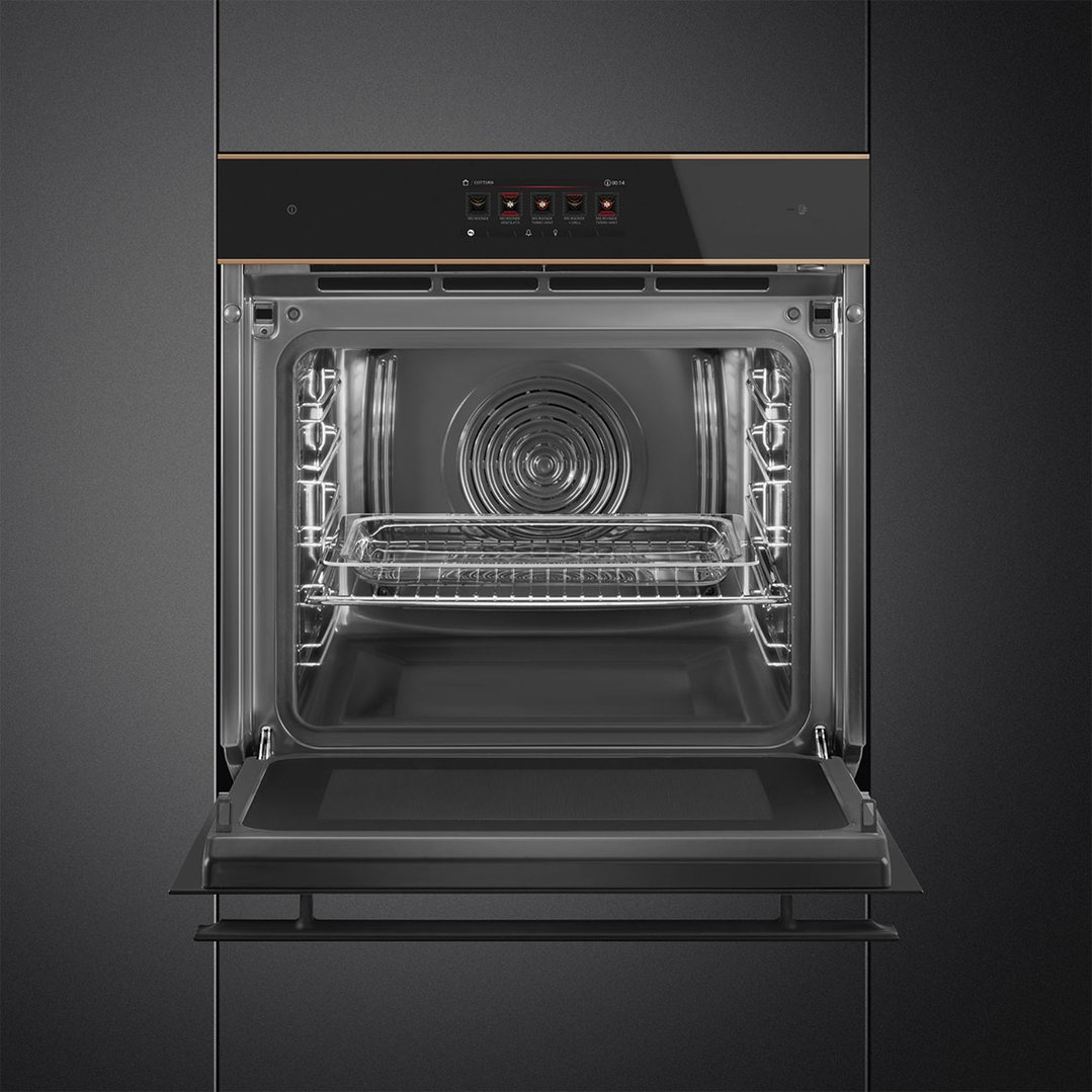 Smeg 60cm Dolce Stil Novo OmniChef Oven - Black Glass with Copper Trim SOA6606WAPNR