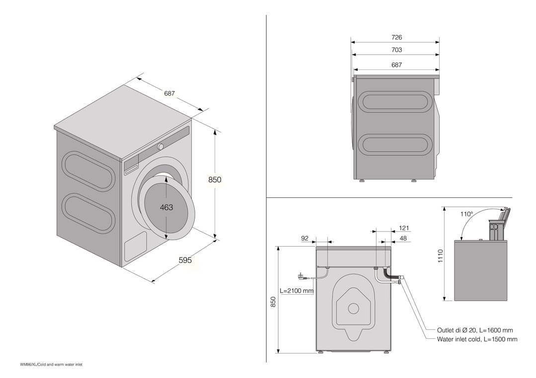 Asko 11kg Style Steel Seal™ Front Load Washing Machine - Graphite Black W5114RXLGAU