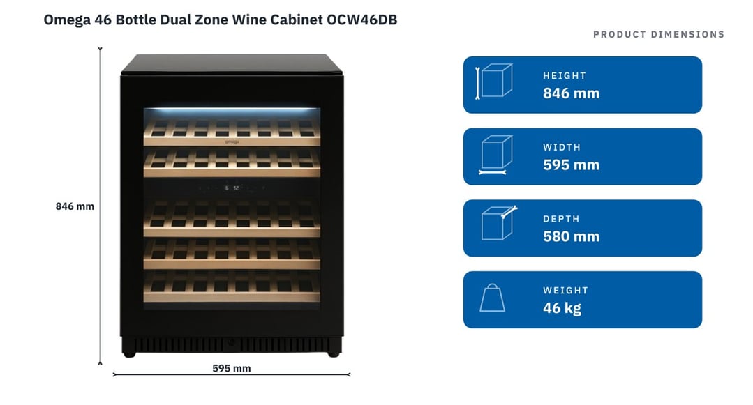 Omega 46 Bottle Dual Zone Wine Cabinet OCW46DB