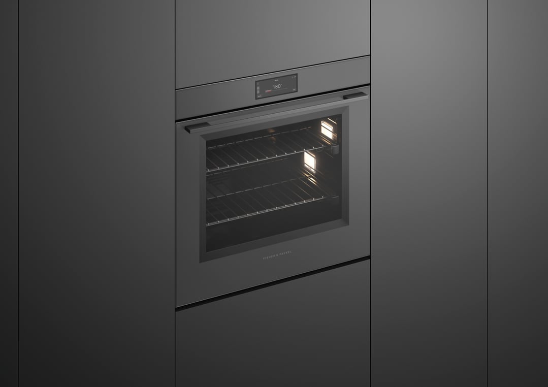 Fisher & Paykel 76cm Series 9, Minimal Pyrolytic Oven, Grey Glass OB76SMPUG3