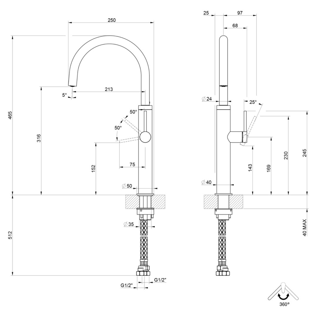 GESSI 316 Swivelling Brass Brushed PVD 60016-727