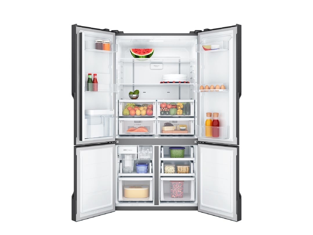 Westinghouse 564L Quad Door Fridge, Matte Charcoal Black with a Non-Plumbed Water Dispenser WQE5760BB
