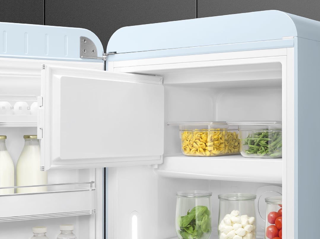 Smeg FAB28 50's Style 270L Retro Refrigerator Left Hand Hinge - Pastel Blue FAB28LPB6AU