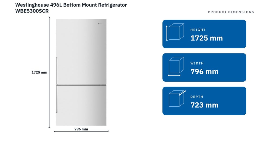 Westinghouse 496L Bottom Mount Refrigerator WBE5300SCR