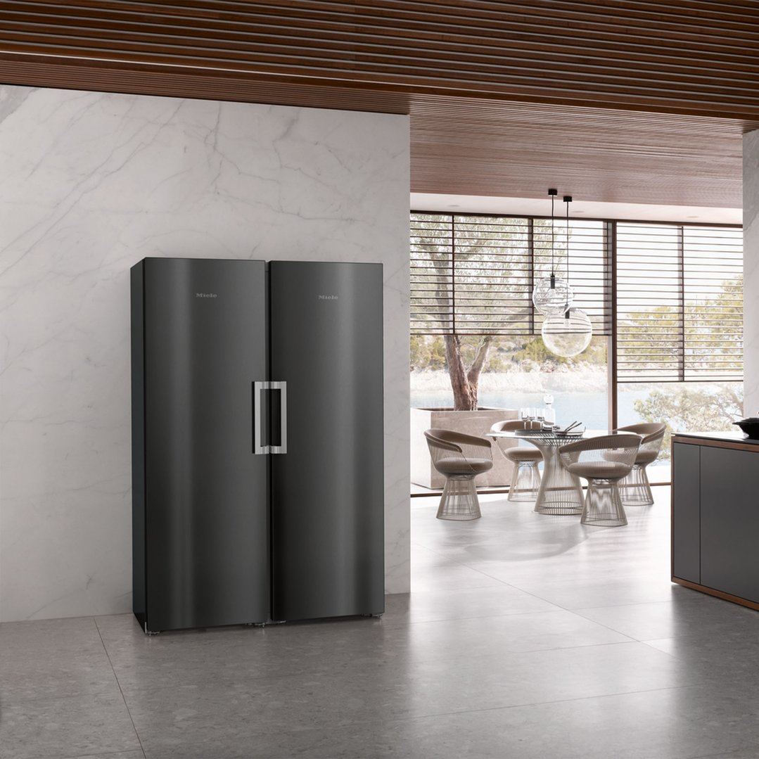 Miele 278L Freestanding Freezer with Wi-Fi Connectivity Black Steel FNS4782EBS
