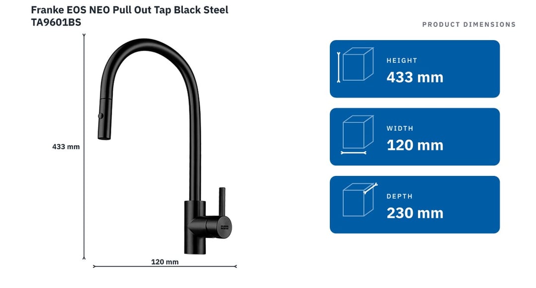 Franke EOS NEO Pull Out Tap Black Steel TA9601BS