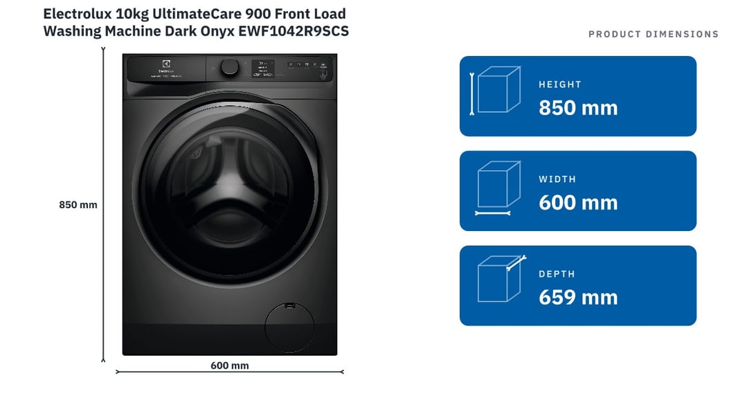 Electrolux 10kg UltimateCare 900 Front Load Washing Machine Dark Onyx EWF1042R9SCS
