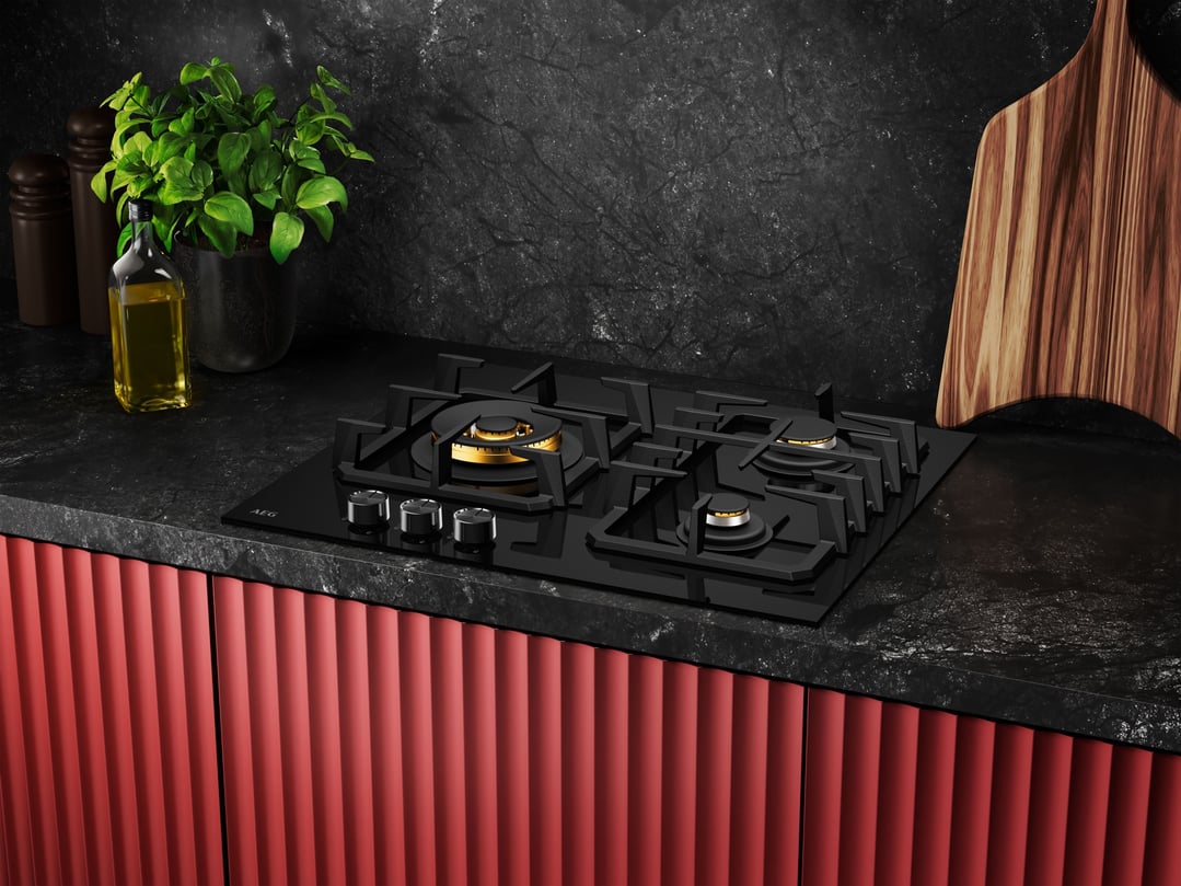AEG 60cm 3 Burner Ceramic Glass Gas Cooktop HGC6366BB