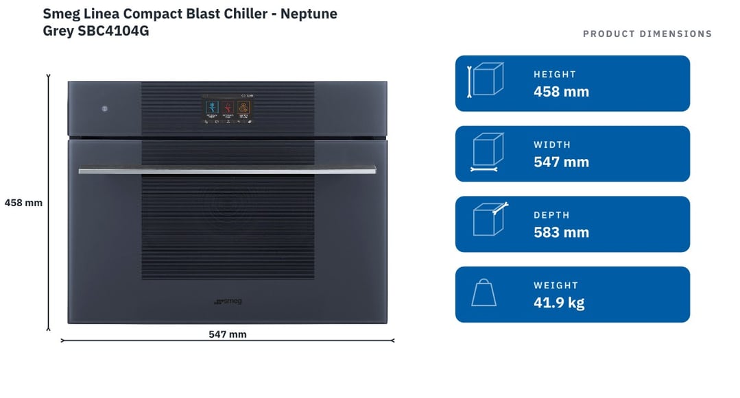 Smeg Linea Compact Blast Chiller - Neptune Grey SBC4104G