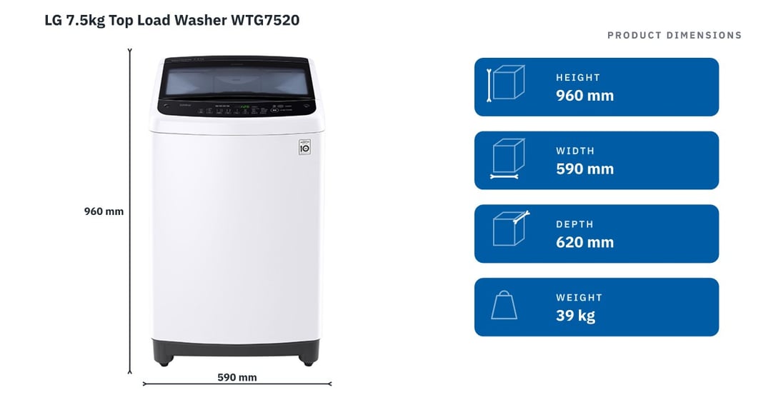 LG 7.5kg Top Load Washer WTG7520