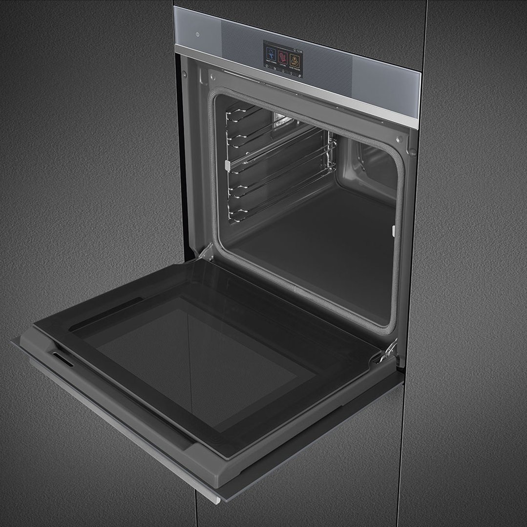 Smeg 60cm Linea Pyro/Steam40 Oven Silver SOPA6104S2PS