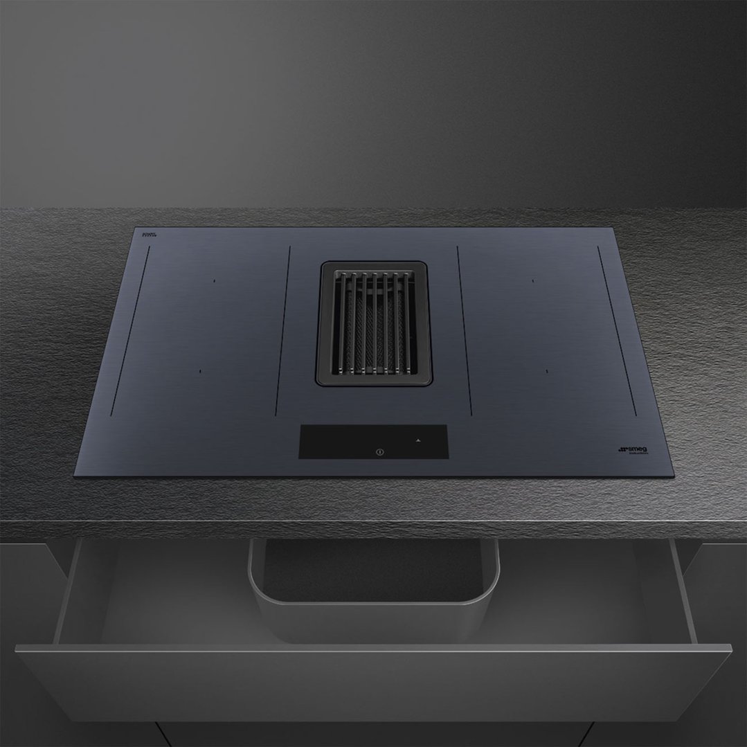 Smeg Linea 83cm Integrated Induction Cooktop with AutoVent 2.0 - Neptune Grey HOBD182DG