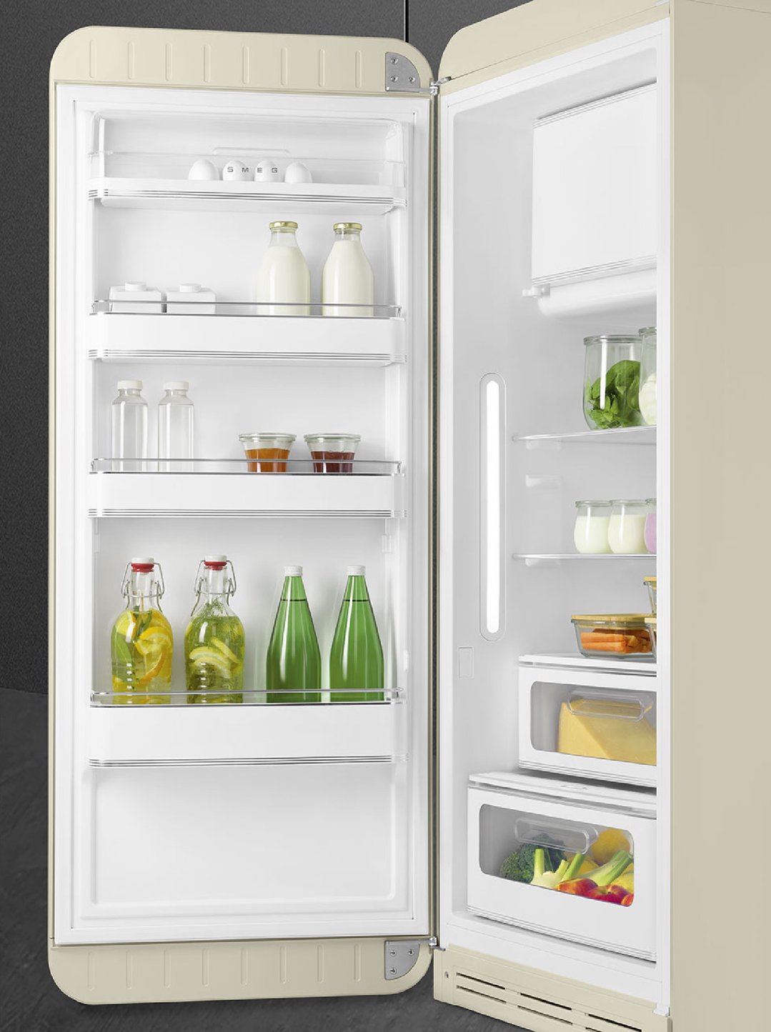 Smeg FAB28 50s Style 270L Retro Refrigerator Left Hand Hinge - Cream FAB28LCR6AU