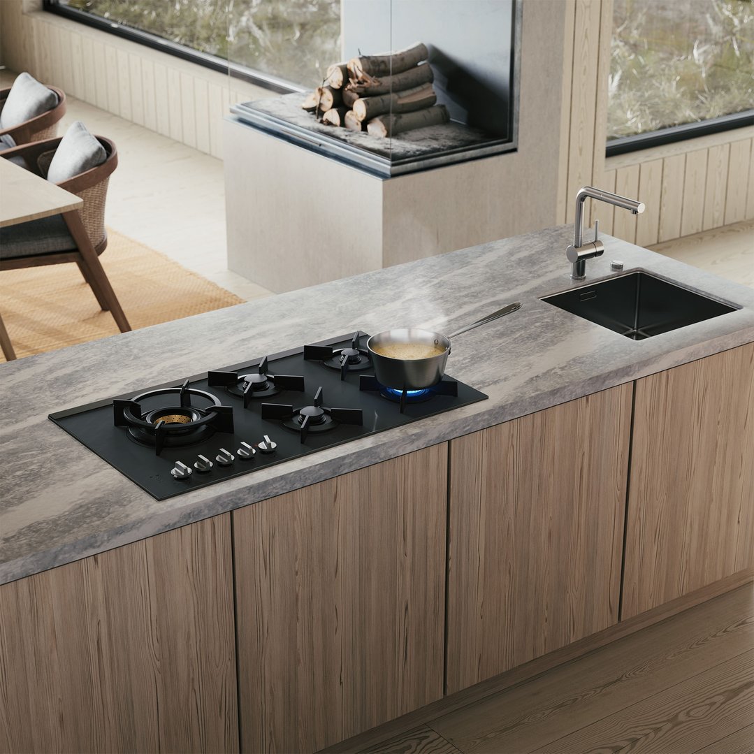Asko 90cm Hob Gas 5 Burner Volcano Cooktop Matte Black HG8954MGD1