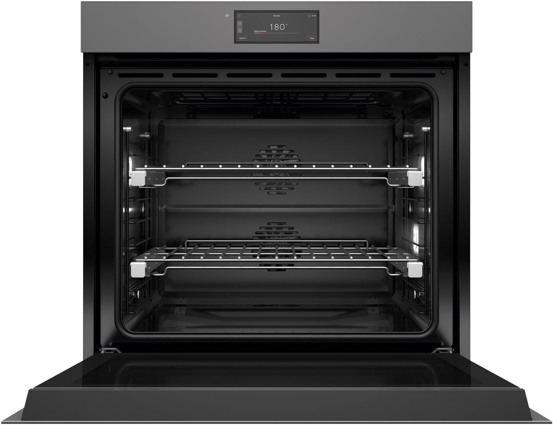 Fisher & Paykel 76cm Series 9, Minimal Handleless Pyrolytic Oven, Grey Glass OB76SMPUNG3