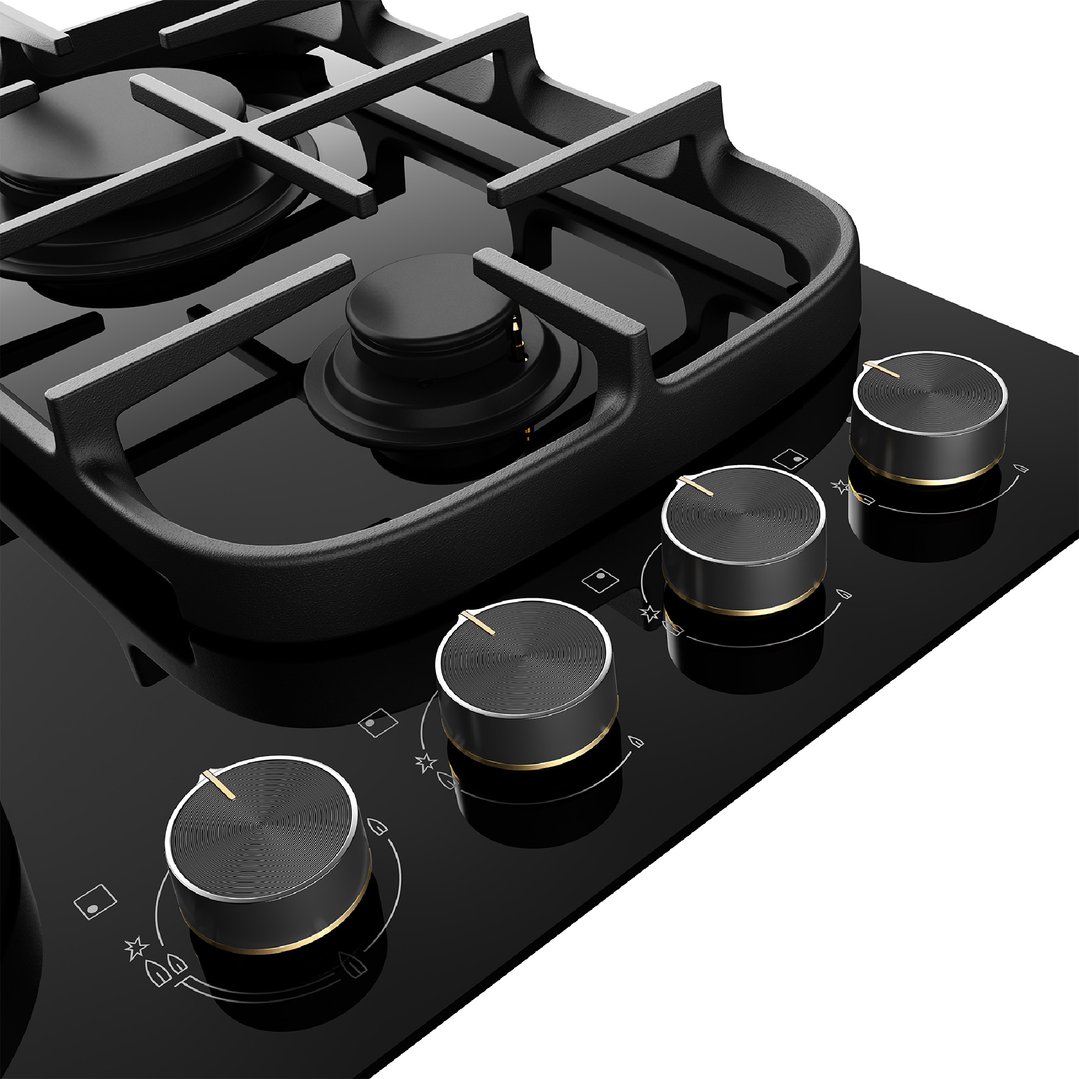 Electrolux 60cm UltimateTaste 500 4 Burner Gas Cooktop Black Ceramic Glass EHG645BE