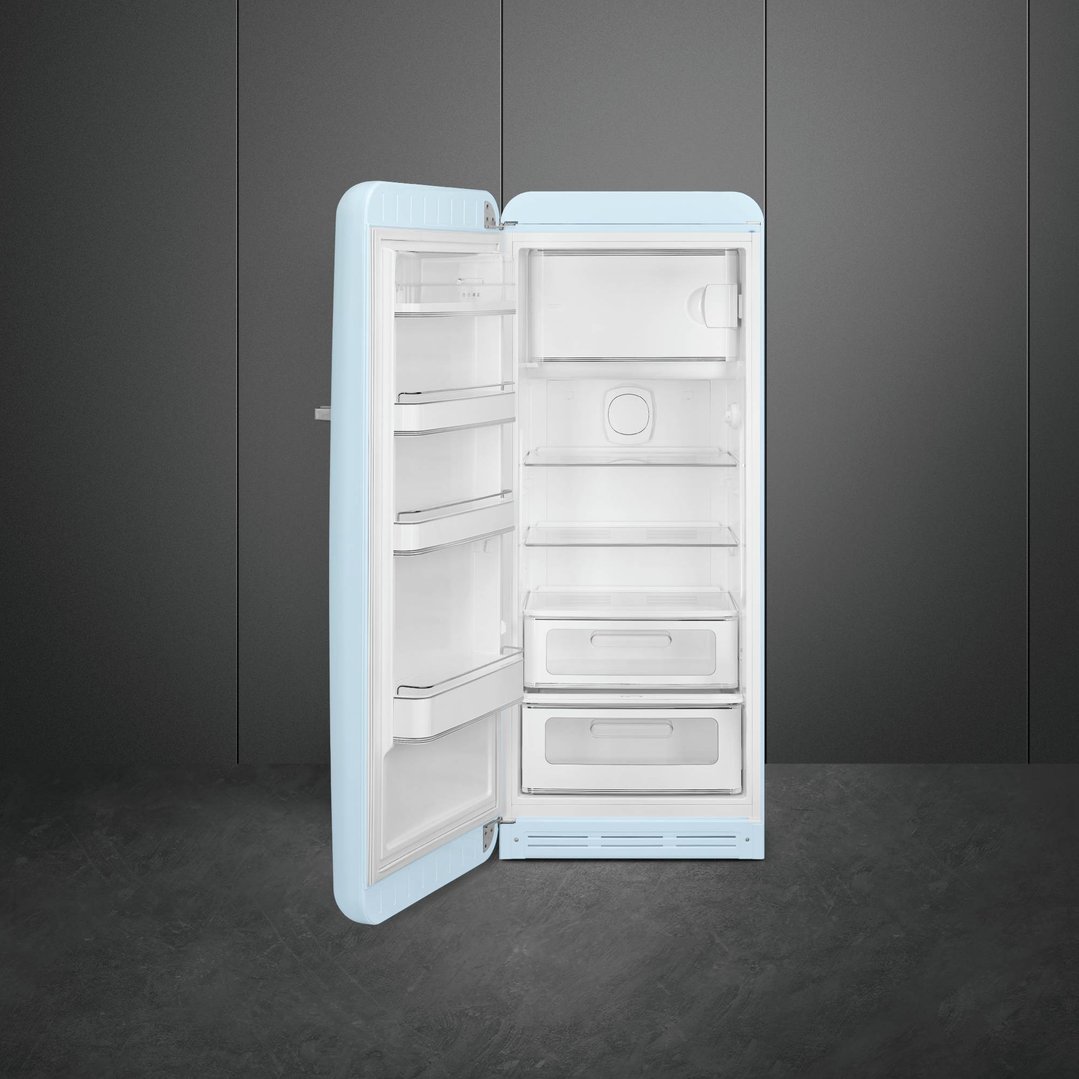 Smeg FAB28 50's Style 270L Retro Refrigerator Left Hand Hinge - Pastel Blue FAB28LPB6AU
