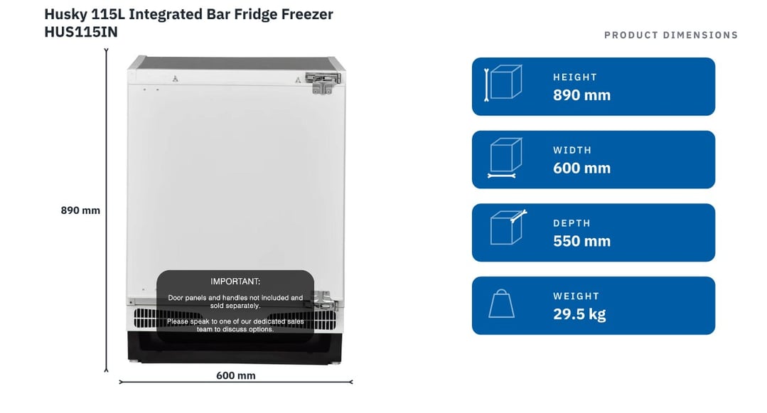 Husky 115L Integrated Bar Fridge Freezer HUS115IN