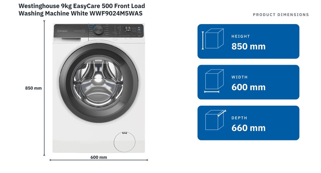 Westinghouse 9kg EasyCare 500 Front Load Washing Machine White WWF9024M5WAS