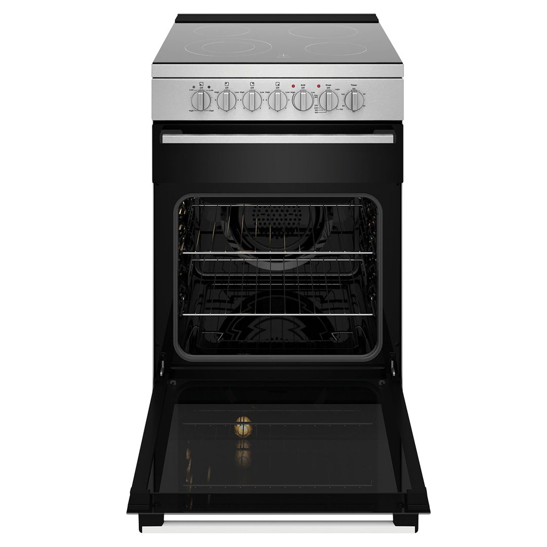 Westinghouse 60cm freestanding electric oven and ceramic cooktop, stainless steel. WFE642SCB