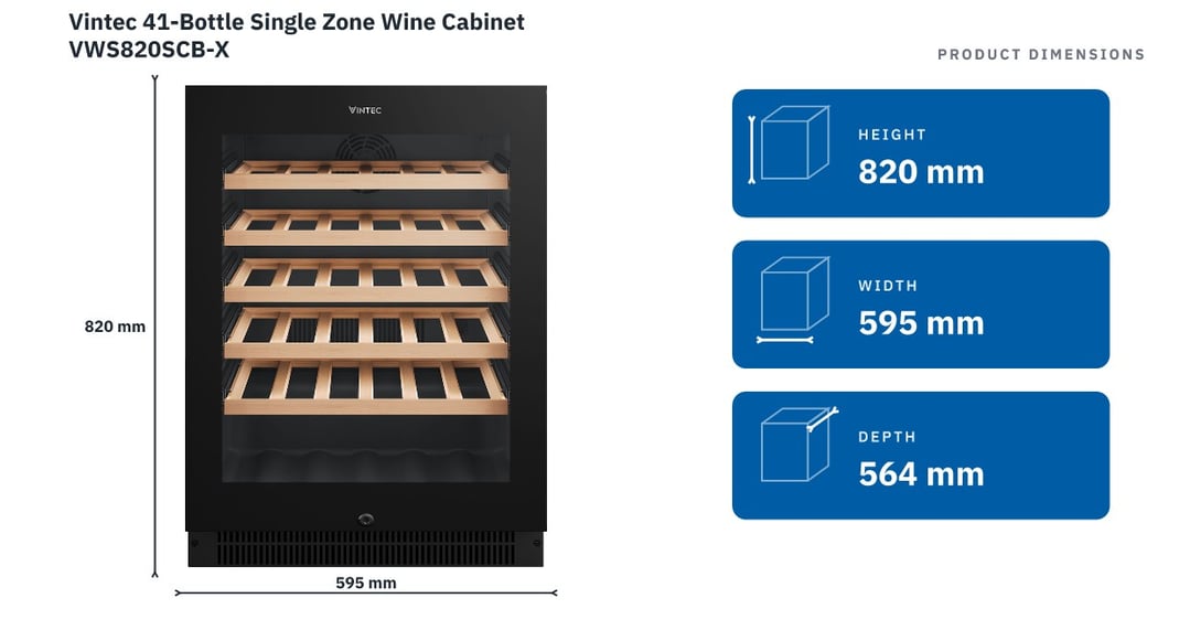 Vintec 41-Bottle Single Zone Wine Cabinet VWS820SCB-X