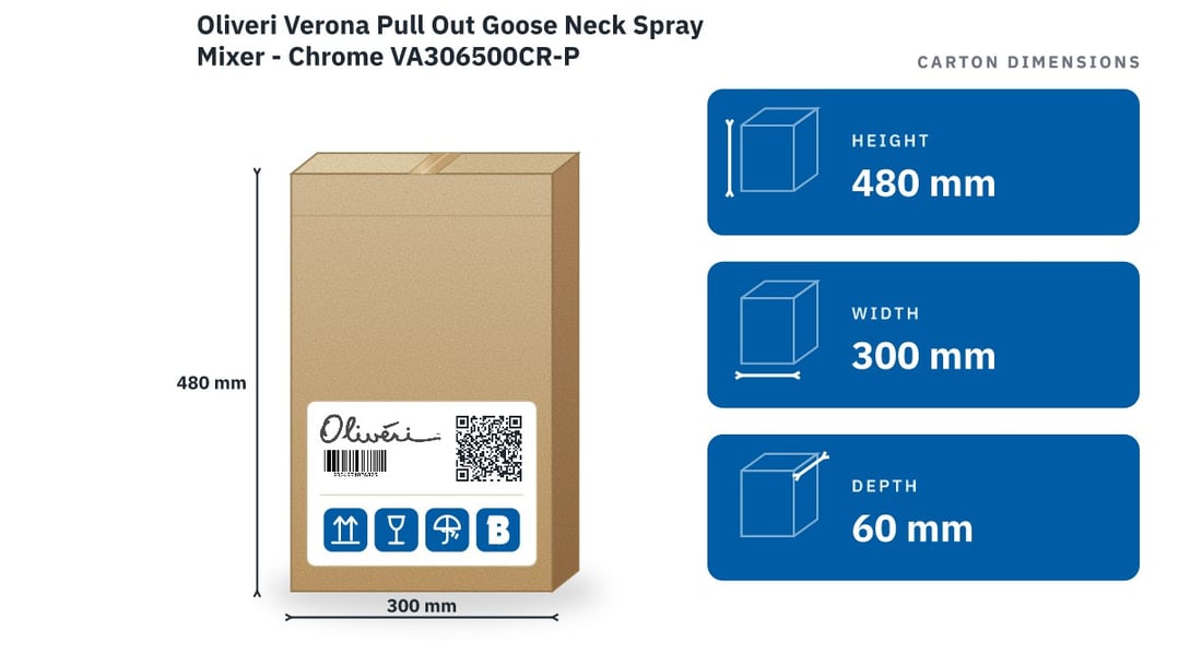 Oliveri Verona Pull Out Goose Neck Spray Mixer - Chrome VA306500CR-P