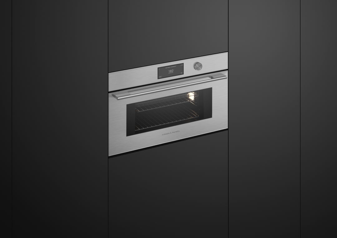 Fisher & Paykel 76cm Series 9, Contemporary Compact Combi-Steam Oven, Brushed Silver Glass OS76NCUDX3