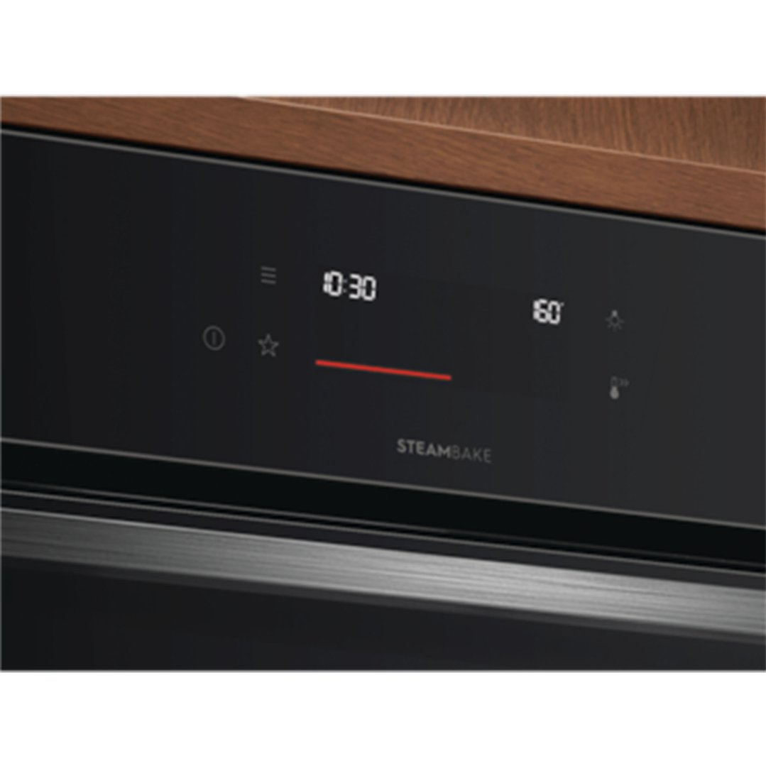 Electrolux 60cm Pyrolytic Double Oven with SteamBake, Black - 600 Series EVEP6626DF