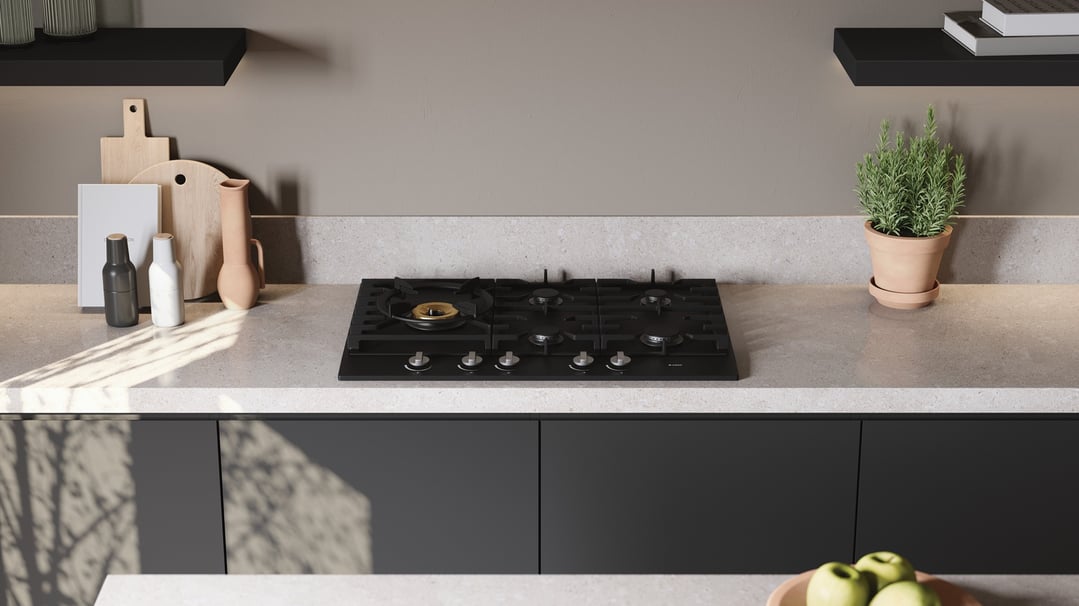 Asko 75cm Gas Cooktop Graphite Black HG1776AD