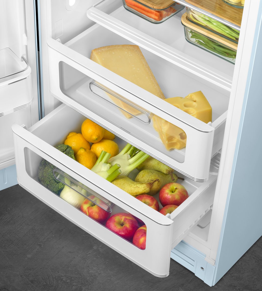 Smeg FAB 28 50’S Style Retro Refrigerator, Left Hand - Pastel Blue FAB28LPB5AU