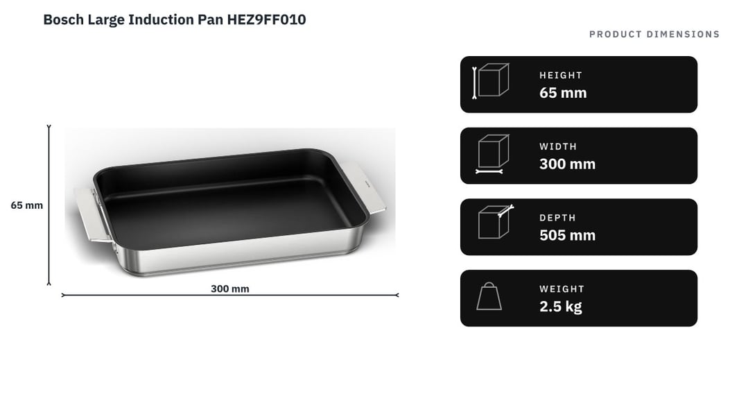 Bosch Large Induction Pan HEZ9FF010 — product dimensions