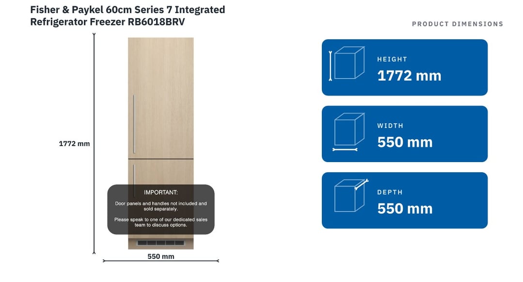 Fisher & Paykel 60cm Series 7 Integrated Refrigerator Freezer RB6018BRV