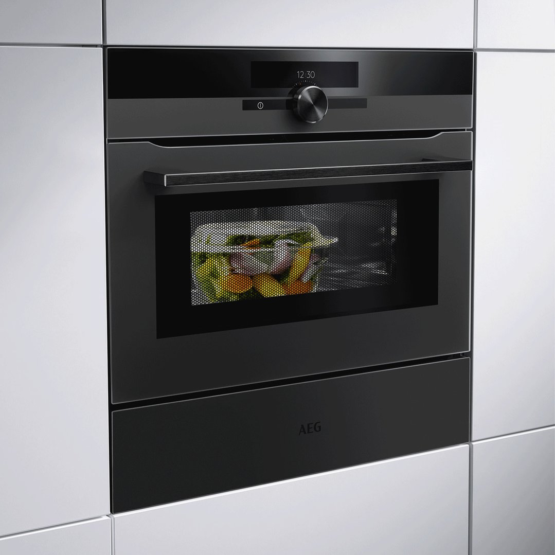 AEG 45cm Multifunction 24 Matte Black SteamPro Compact Oven NKB9A82KT