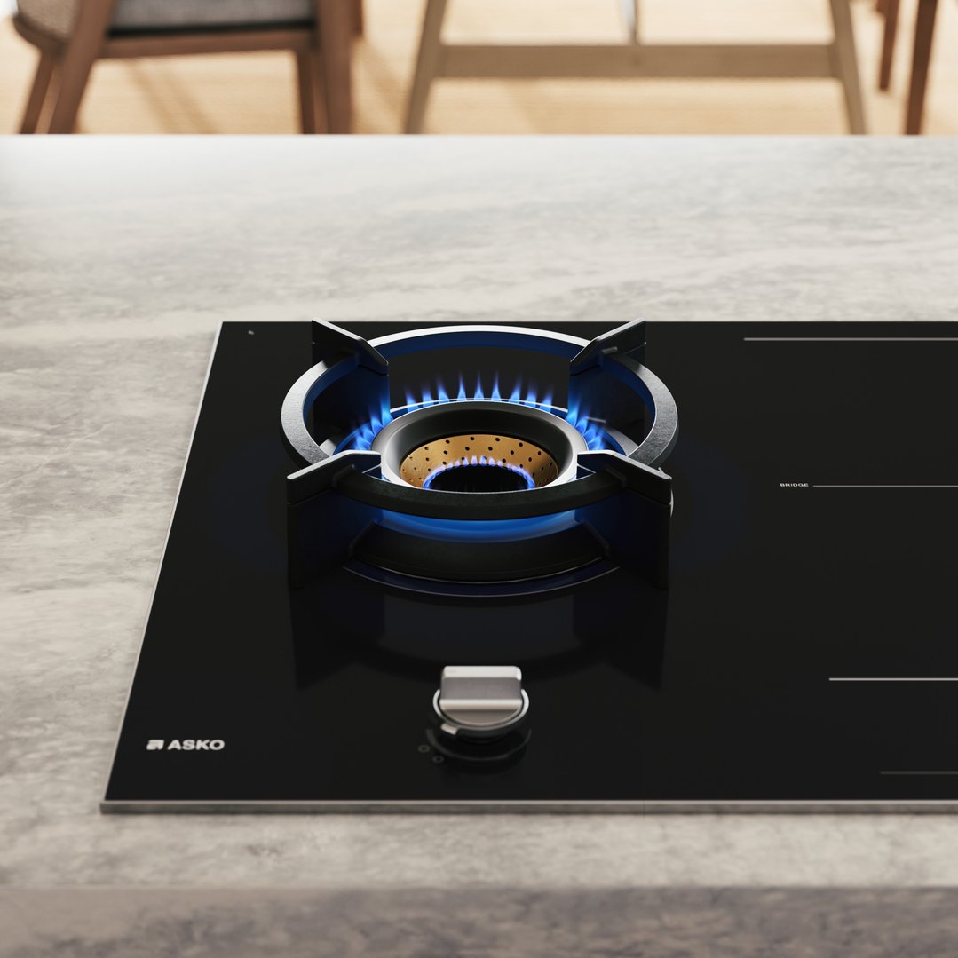 Asko 90cm Duo Fusion Combined Gas & Induction Cooktop - Black HIG89524BGD1