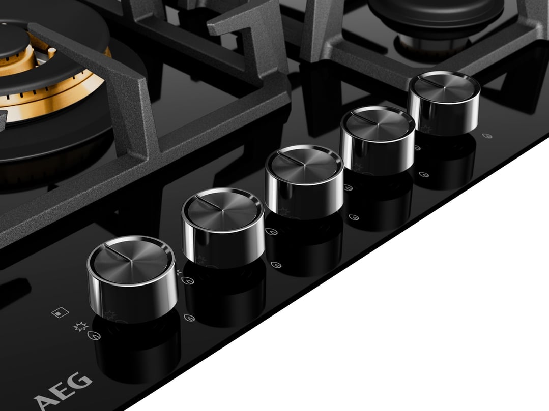 AEG 90cm 5 Burner Ceramic Glass Gas Cooktop HGC9566BB