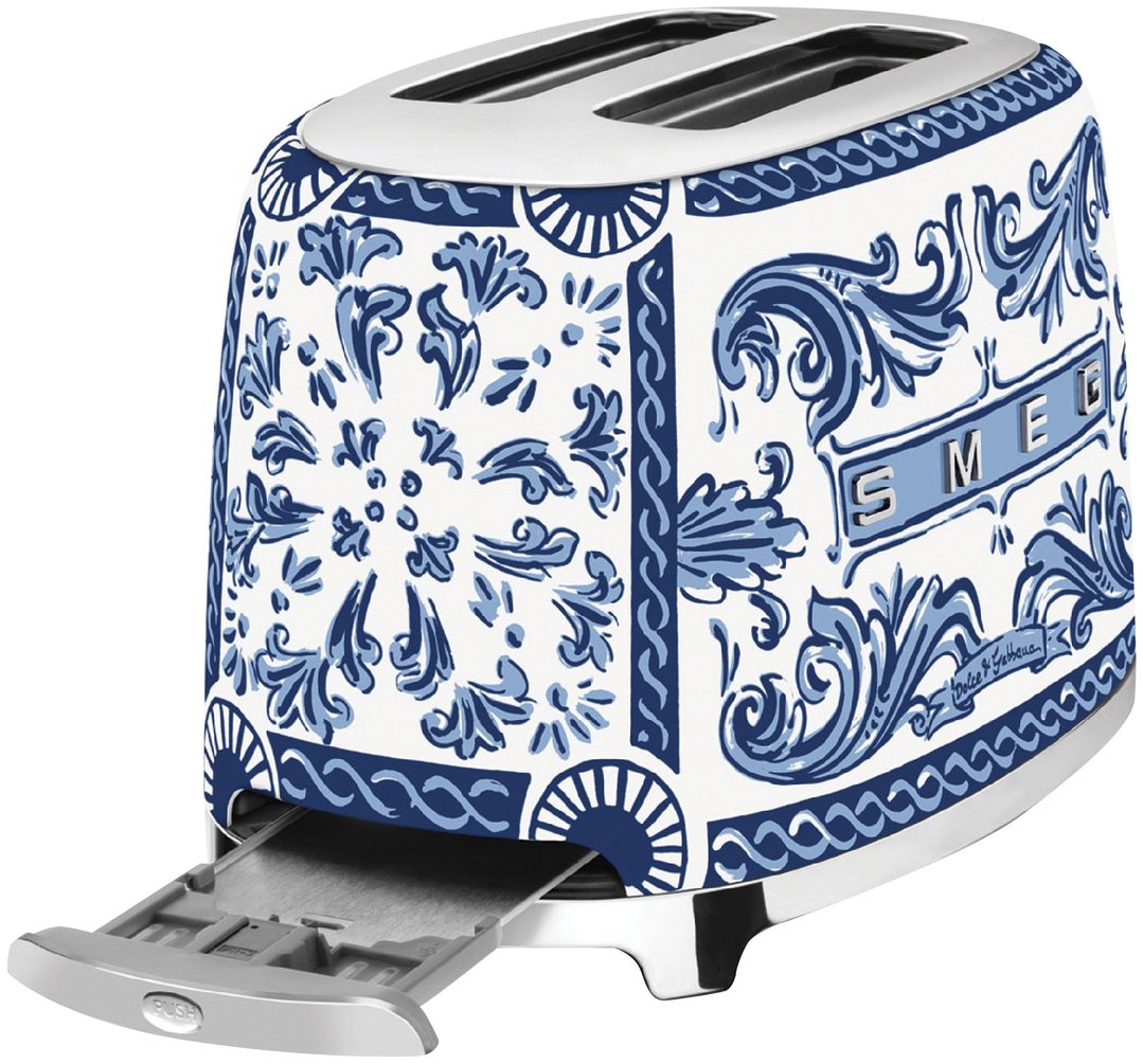 Smeg 50's Style Dolce & Gabbana 2 Slice Toaster - Blue Mediterraneo TSF01DGBAU