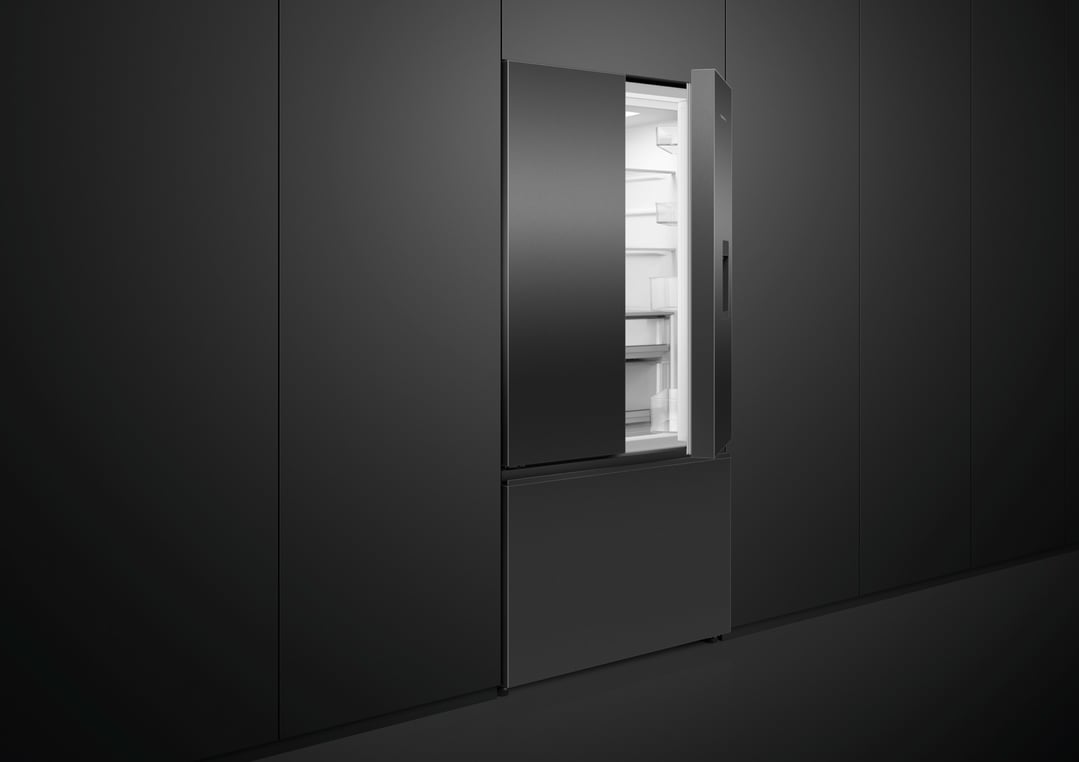 Fisher & Paykel 511L Series 7 Black Stainless Steel French Door Refrigerator Freezer, Ice & water RF505ANUB1
