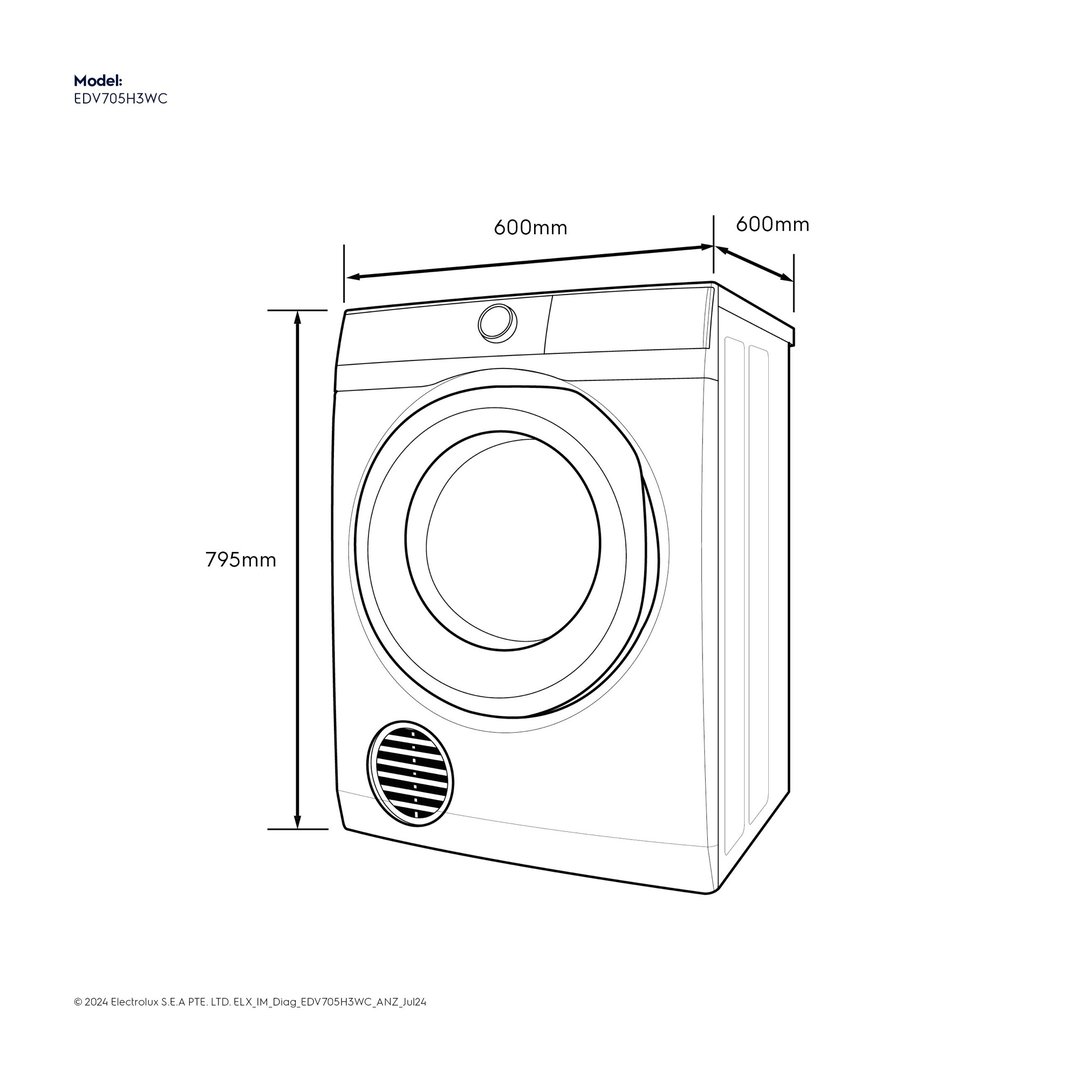 Electrolux 7kg UltimateCare Vented Dryer EDV705H3WC