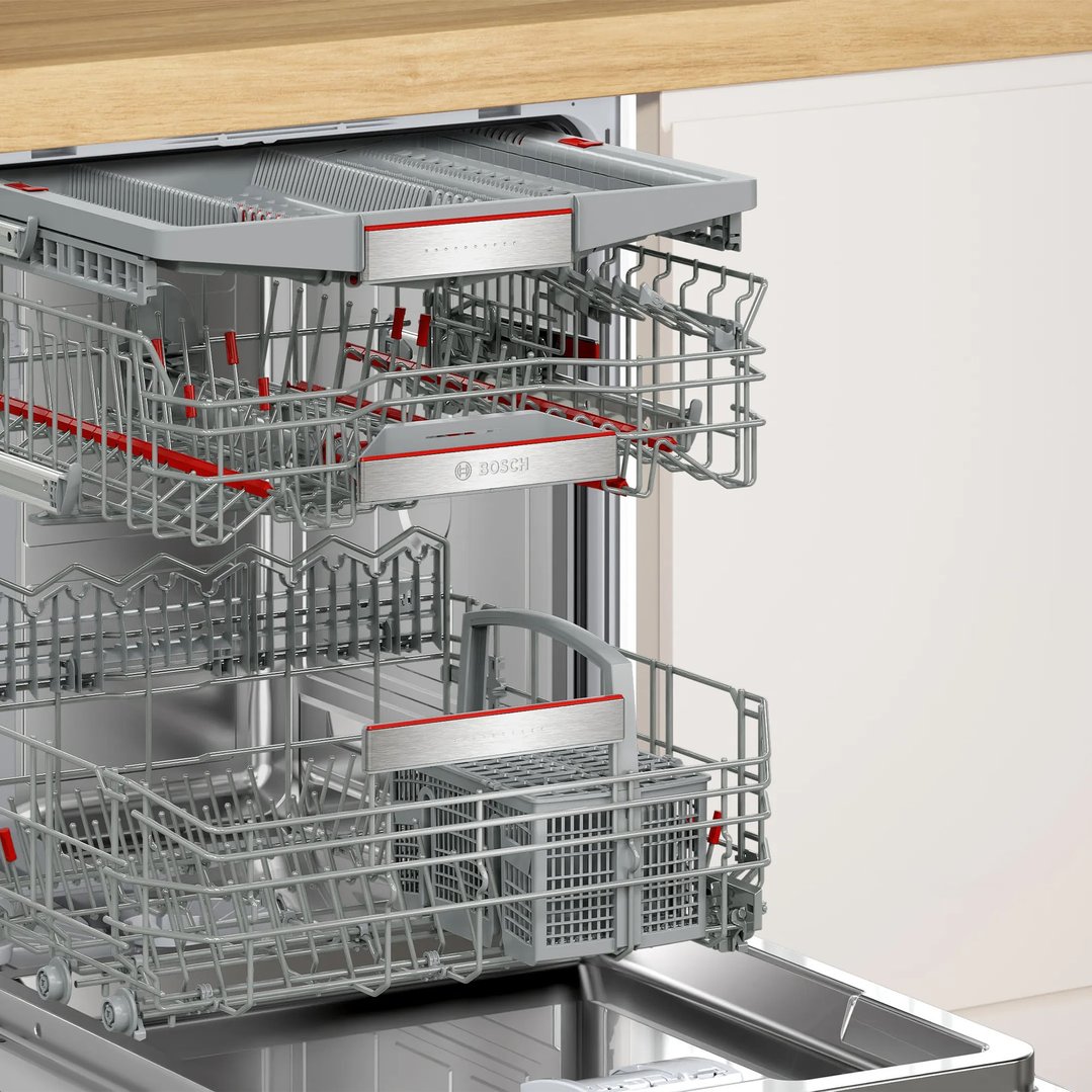 Bosch 60cm Series 8 Built-Under Dishwasher - Brushed Steel Anti-Fingerprint SMU8ECS01A