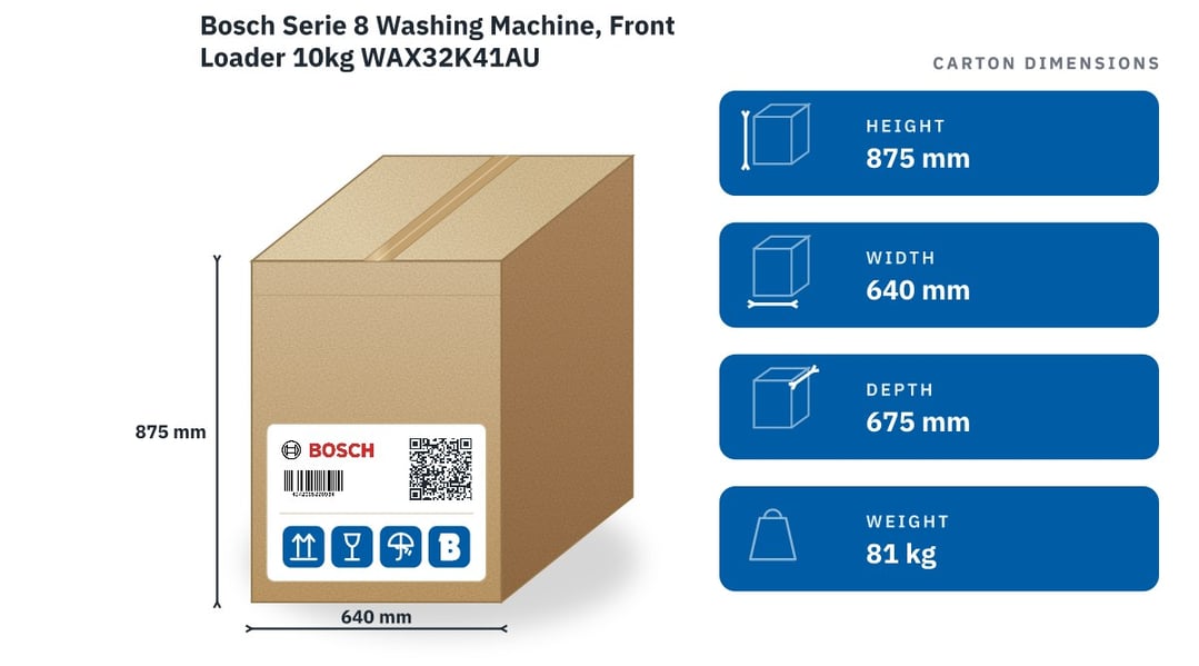 Bosch Serie 8 Washing Machine, Front Loader 10kg WAX32K41AU