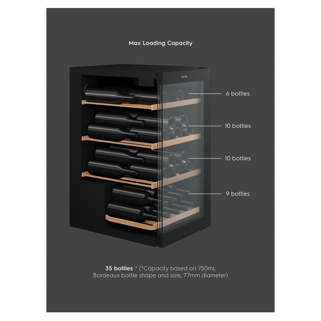 Vintec 35-Bottle Single Zone Wine Cabinet VWS830FCB-X