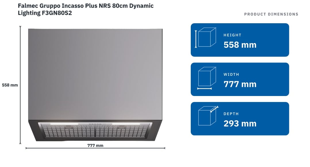 Falmec Gruppo Incasso Plus NRS 80cm Dynamic Lighting F3GN80S2