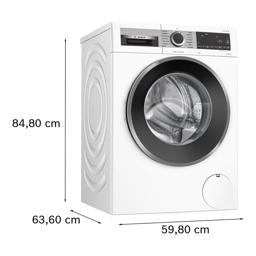 Bosch 9kg Series 8 Front Loader Washing Machine White WGG24403AU