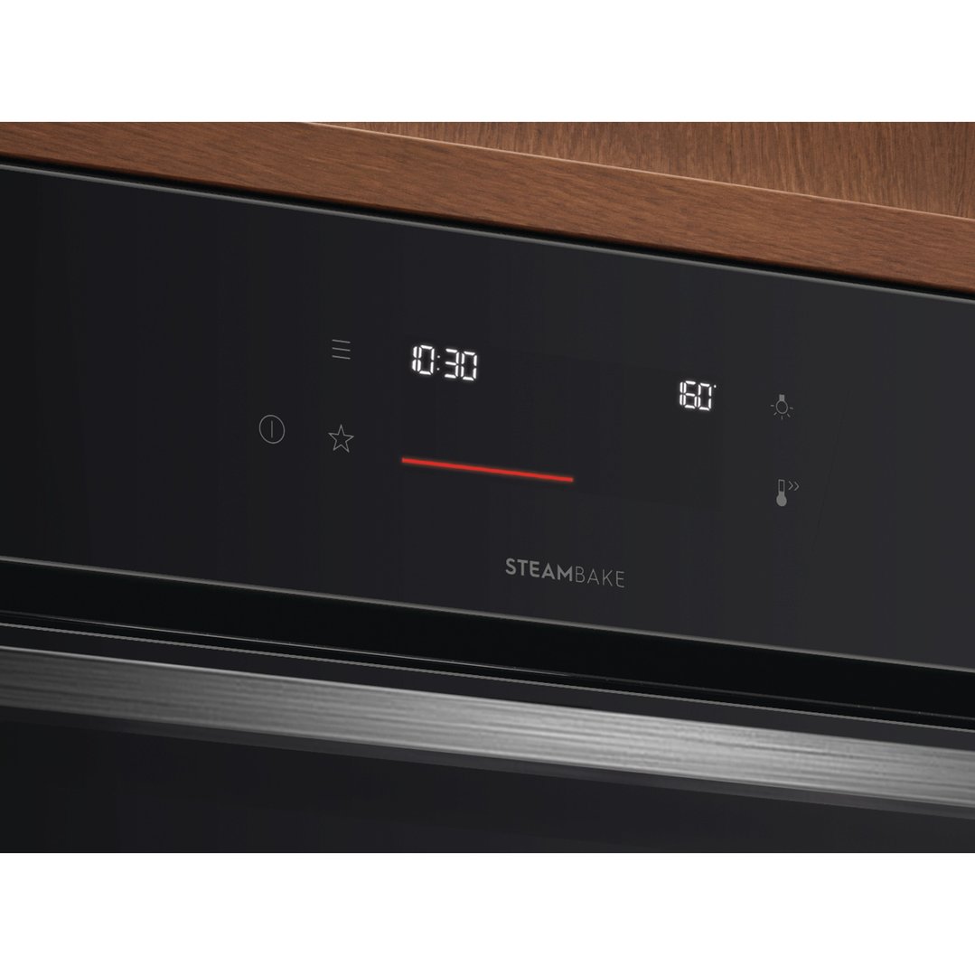Electrolux 60cm Pyrolytic Double Oven with SteamBake, Black - 600 Series EVEP6626DF