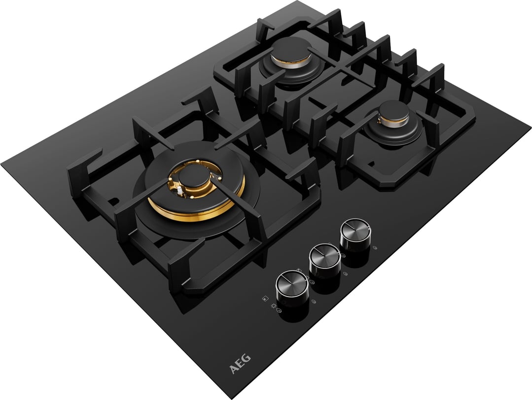 AEG 60cm 3 Burner Ceramic Glass Gas Cooktop HGC6366BB