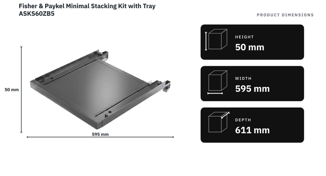 Fisher & Paykel Minimal Stacking Kit with Tray ASKS60ZB5 — product dimensions