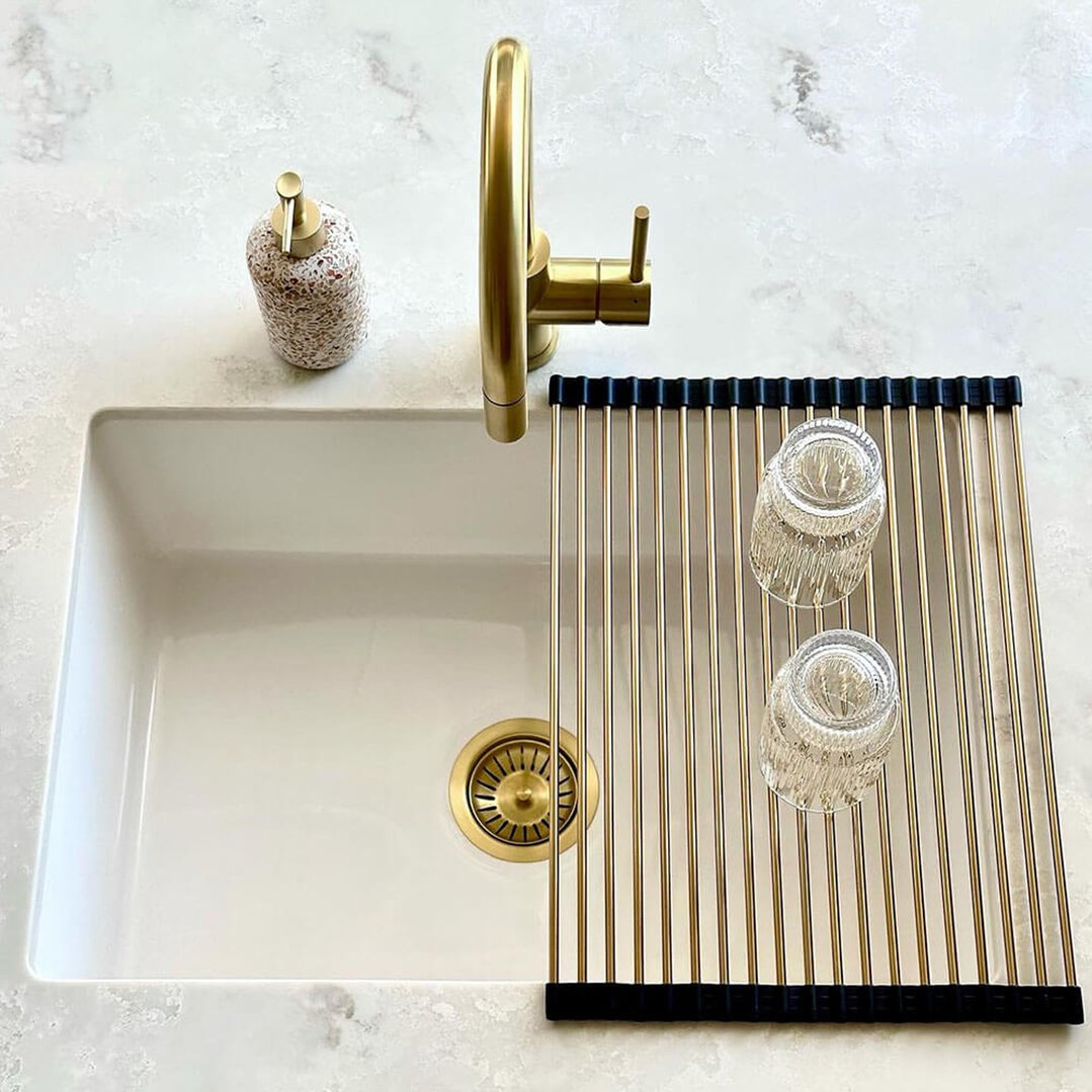 Turner Hastings Roll-Up Sink Drainer 43 x 32 - Brushed Brass RM4332-BB