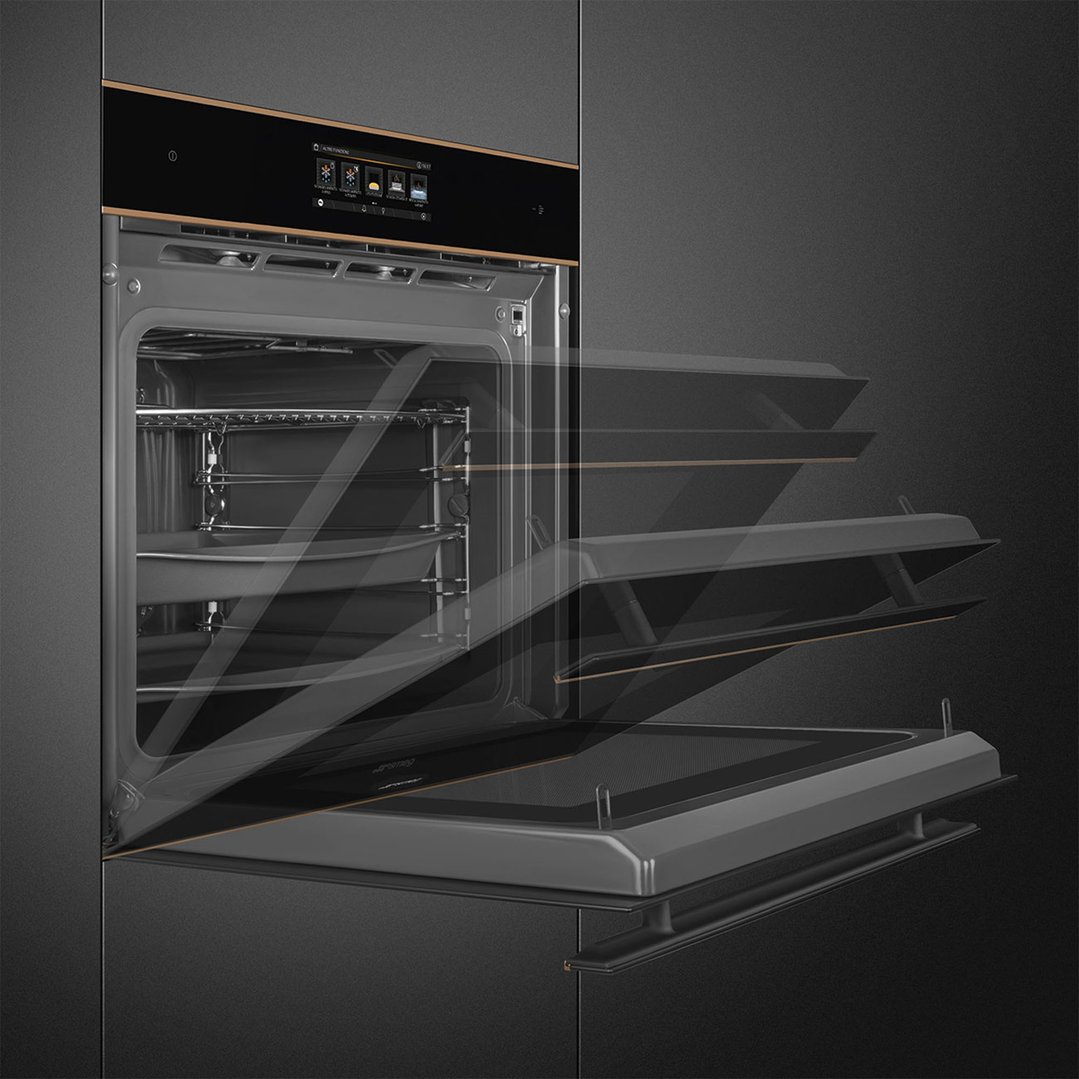 Smeg 60cm Dolce Stil Novo OmniChef Oven - Black Glass with Copper Trim SOA6606WAPNR